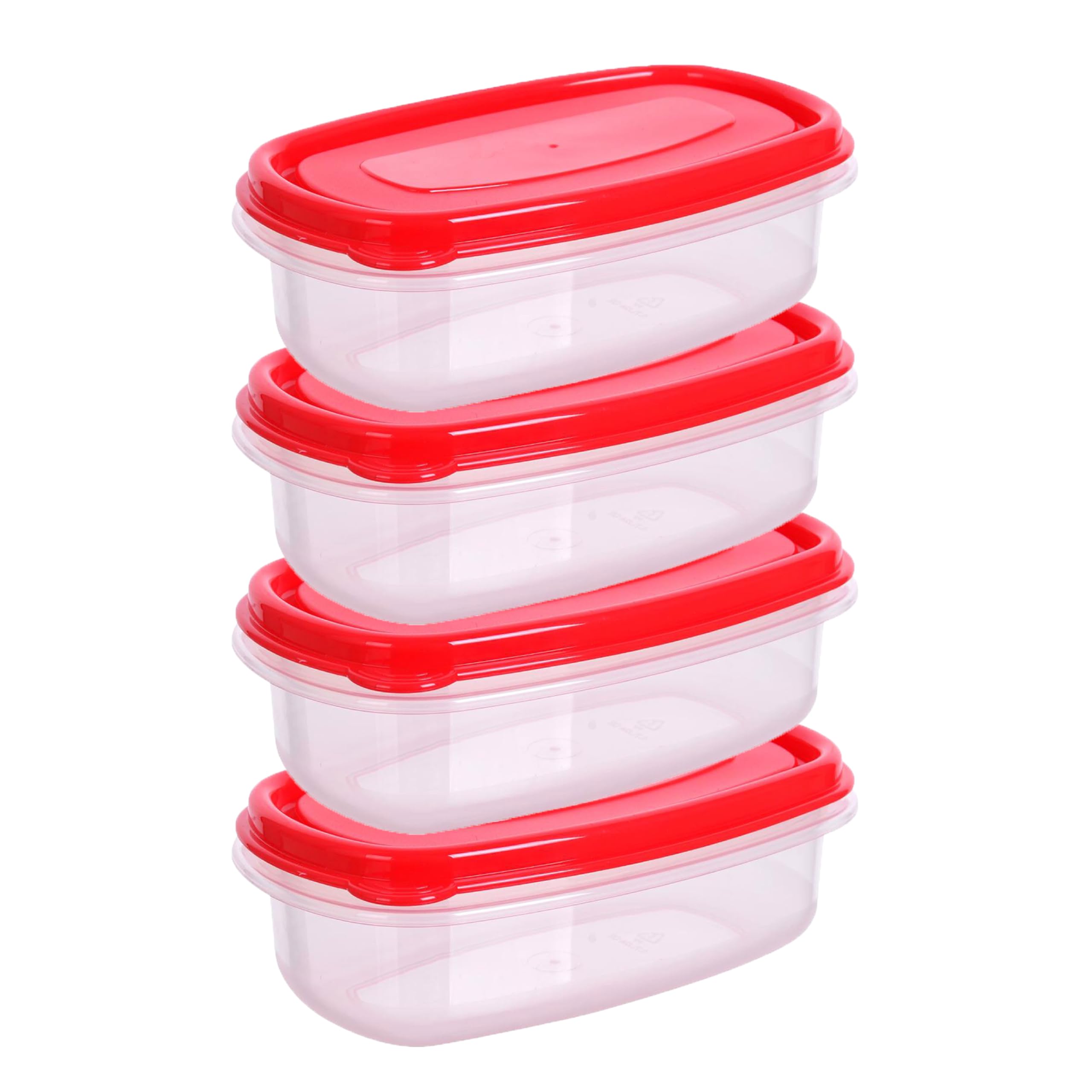 HOMESHOPA Plastic Food Storage Containers, 700ml 4 Pack Rectangular Leakproof Airtight BPA-Free Reusable & Stackable Meal Prep Lunch Boxes, Microwave Freezer & Dishwasher Safe