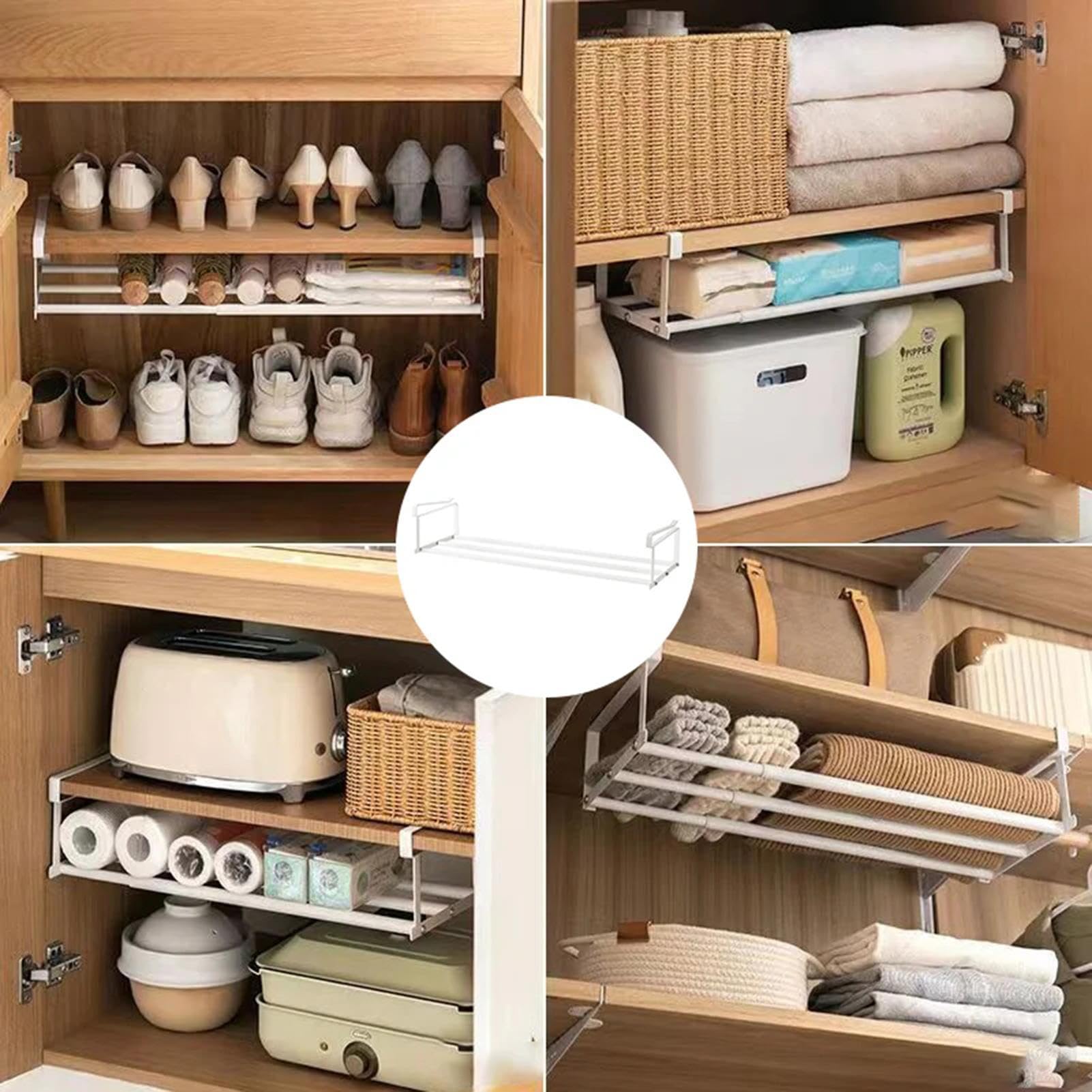Vassoio Organizer Per Scarpe A Clip – Design Retrattile Da 40 A 65 Cm, In Ferro, Per Armadio E Scarpiera, Salvaspazio E Antiscivolo