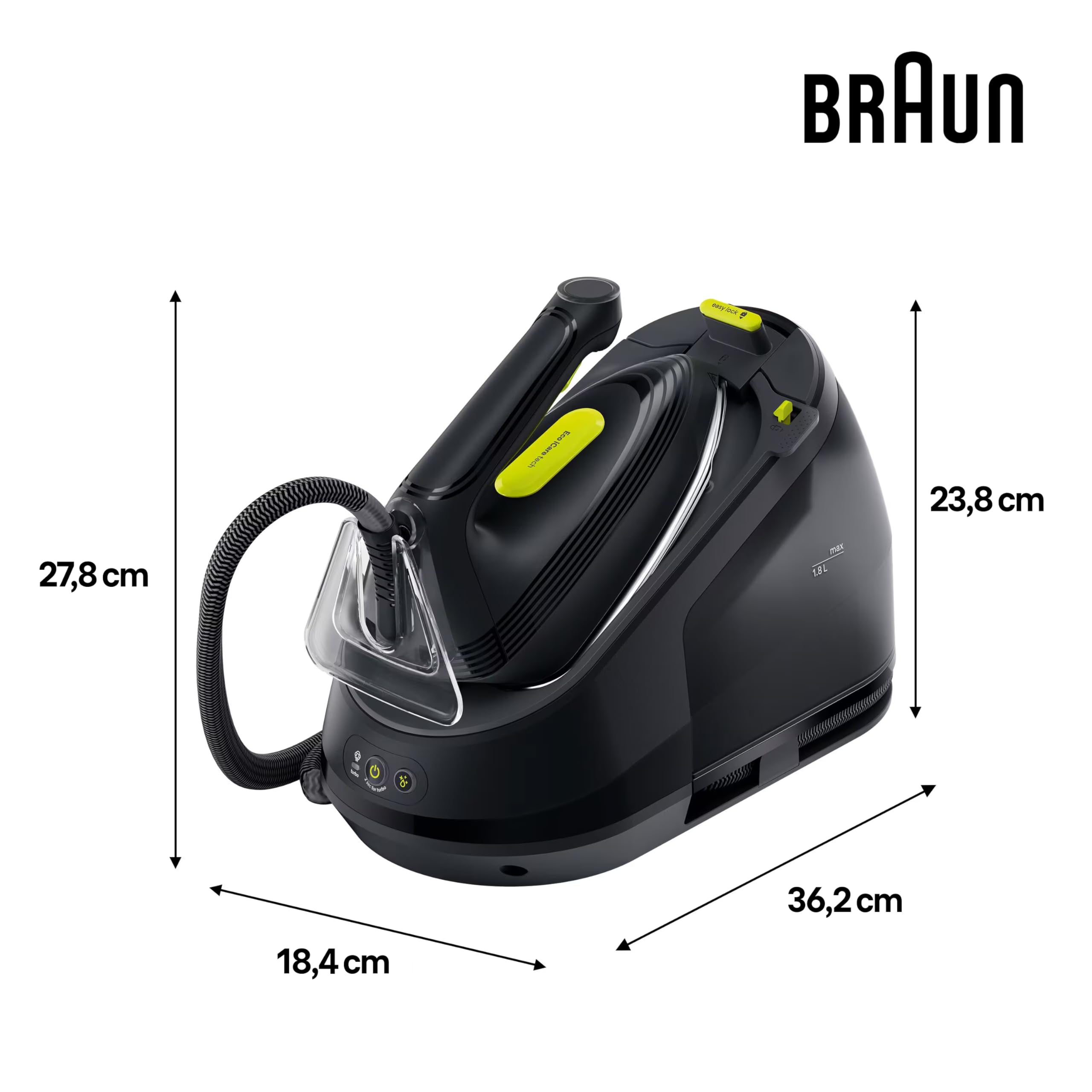 Braun CareStyle 3 IS3257BK, Dampfbügelstation Mit FreeGlide 3D Technologie, 125 g/min Dampf, Schnelles Aufheizen, iCare Modus, Vertikales Bügeln, Abnehmbarer 1,8L Tank, 2200W, Schwarz