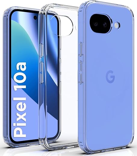 RIGGEAR Shockproof Clear Hybrid Armor Back Cover Case Compatible with Google Pixel 10a (Transparent PC and TPU Bumper)