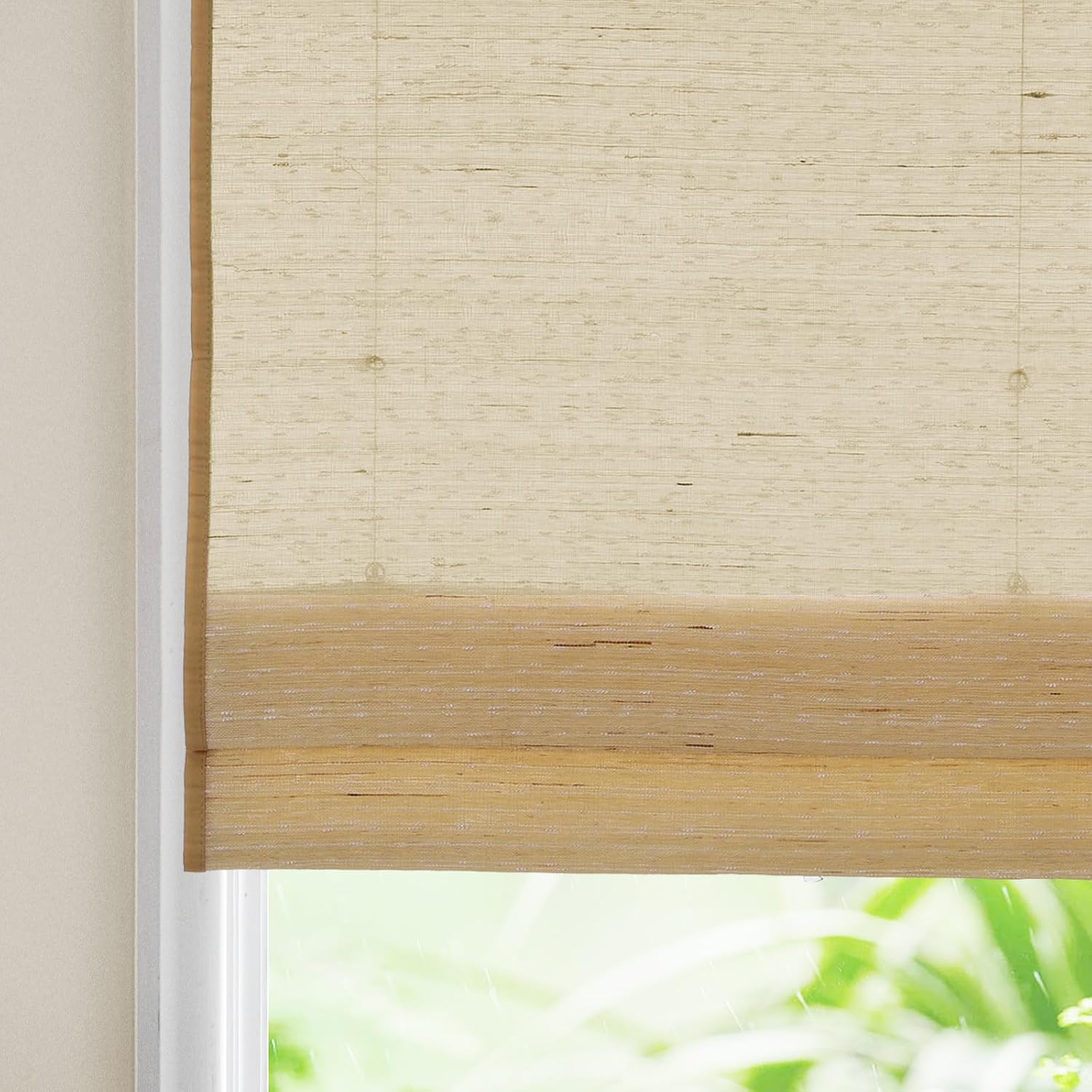 LETAU Natural Woven Linen and Jute Blinds for Indoor Windows,Cordless Light Filter/Sheer Rattan Blinds,Pattern 7