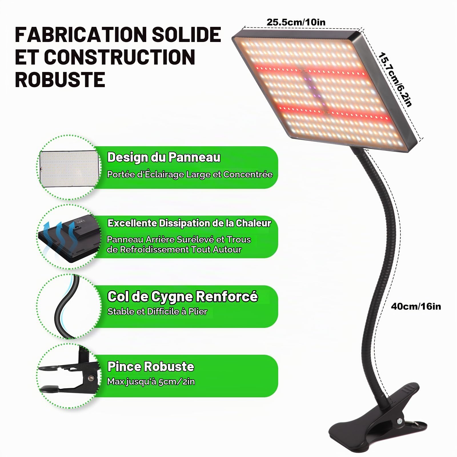 MICCYE Lampe de Plante avec Clip 286 LEDs Spectre Complet 25W