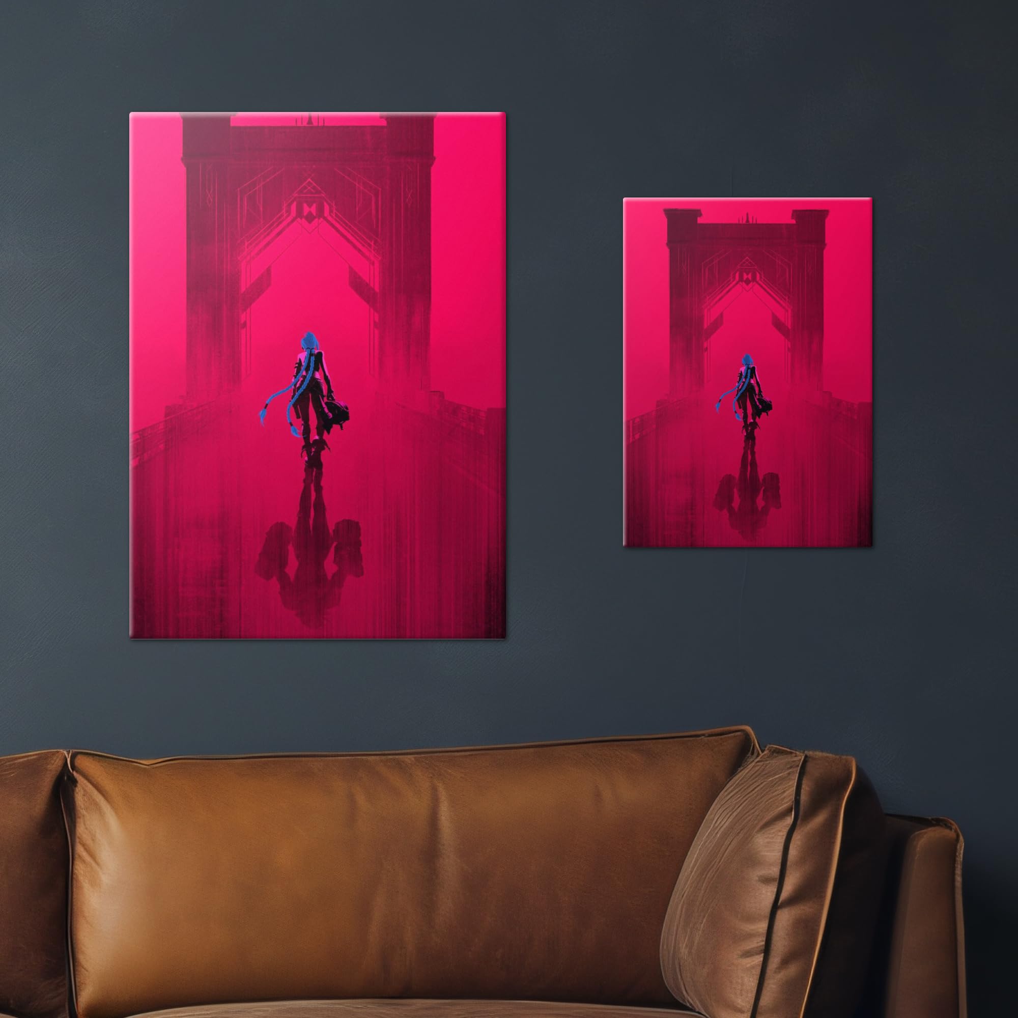 Displate Póster de Arcano de Metal, Arcano, Arcano, Arcano, Arcano, Merchandising League of Legends, Póster de Crossing the Bridge, 32 x 45 cm