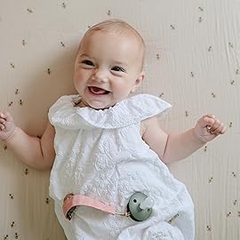 mushie Extra Soft Muslin Fitted Crib Sheet | 192 Thread Count | 28x 52 (Bees)