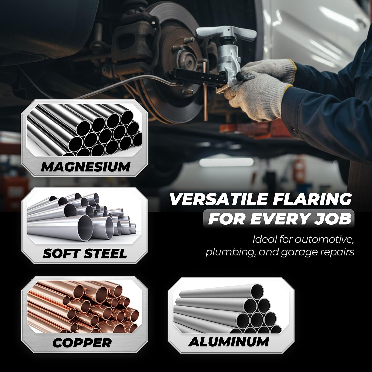 Flexzion Strumenti per Svasatura di Tubi 3/16 "-5/16" 45 Gradi Tipo di Cono Eccentrico Strumento Ottone Alluminio Acciaio Svasatura Refrigerazione HVAC Refrigerazione Gas d'Acqua Applicazioni