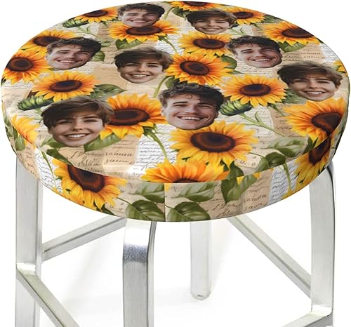 Miniatura 6 de Ouqiuwa Funda redonda para taburete de bar, personalizada, personalizable, con tu nombre, texto, logotipo, suave, lavable, para taburete de bar,