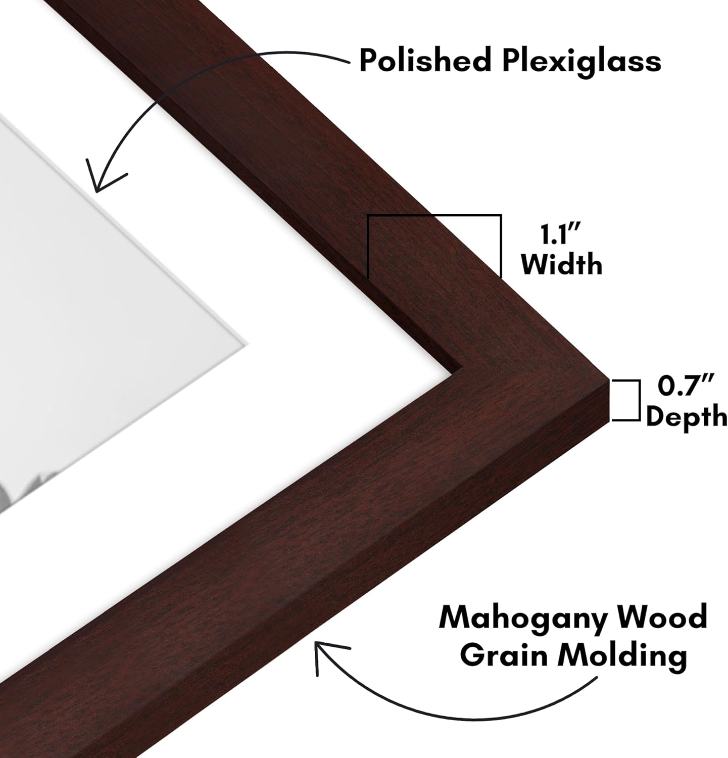Americanflat 22x28 Poster Frame with Polished Plexiglass - Use as 18x24 Frame with Mat or Display 22x28 Photo Without Mat - Hudson Collection - Wide Picture Frames for Wall Display - Mahogany