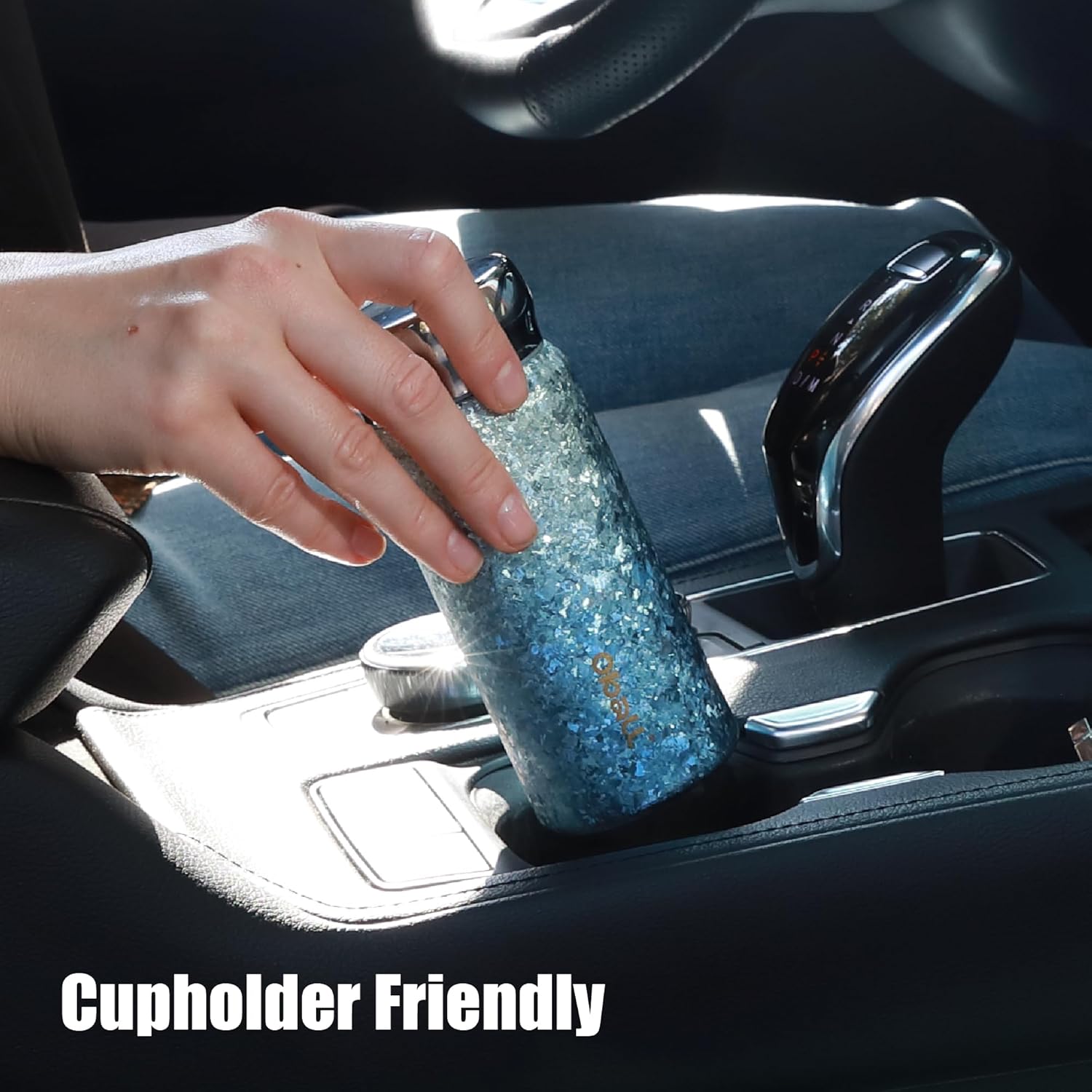 OBALL Titanium mini water bottles, Leak Proof small water bottles Cup holder Friendly, Lightweight small bottle for hot drinks(7 oz, Blue-Silvery ombré)