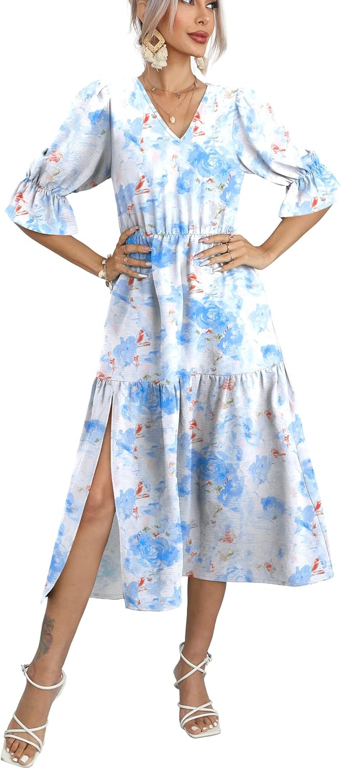 Vestido mini con escote en V y cuerpo plisado con falda circular Azalea Tallas Grandes