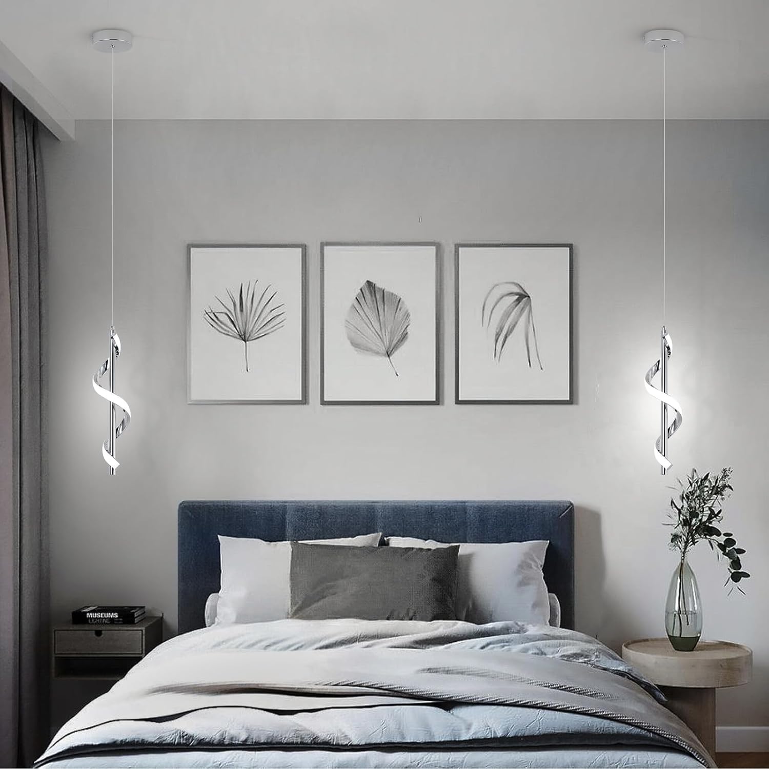 Modern Led Pendant Light Fixtures,6000K Cool White Spiral Led Pendant Lighting for Kitchen Island,Adjustable Height Hanging Light Fixtures for Kitchen Dining Room Living Room,1 Pack