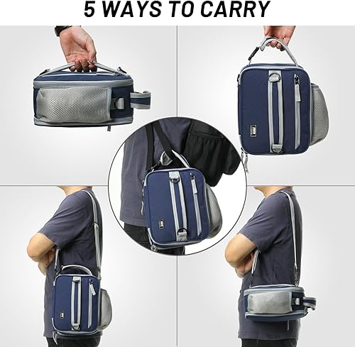 Miniatura 4 de MIER Lonchera expandible con aislamiento térmico para hombres, niños, adolescentes, para el trabajo, escuela, viajes, múltiples bolsillos, lonchera