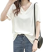 [SLEEPSINERO] tシャツ ティーシャツ レディース 半袖 【上半身の厚みを隠す！Vネックで痩せ見え】 レディーストップス オーバーサイズ ゆったり 透けない 吸汗速乾 通気 夏服レディース カットソー 長め おしゃれ