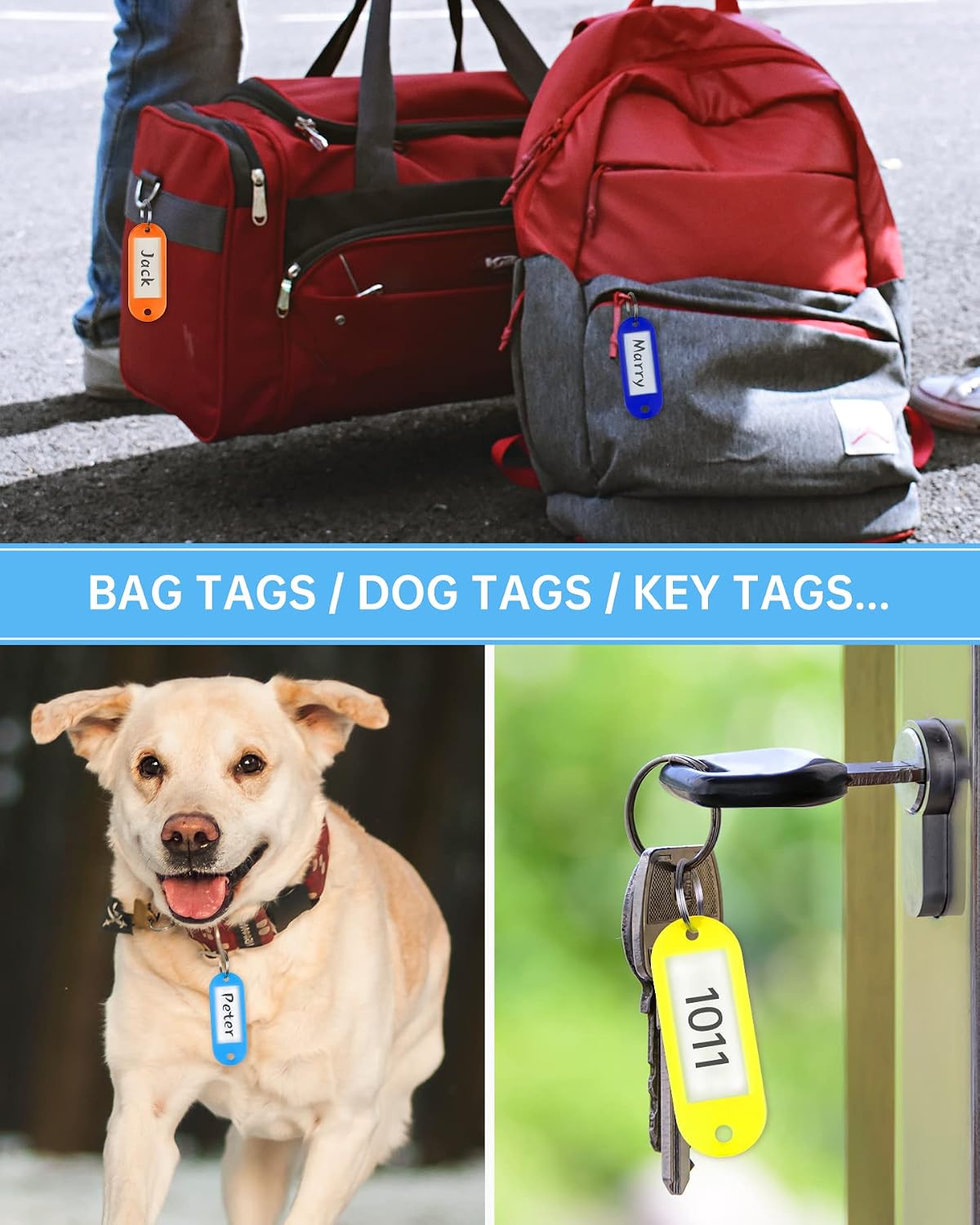 Teskyer Key Tags with Key Chain Rings, 96 Pack Key Labels, Assorted Colors image 3