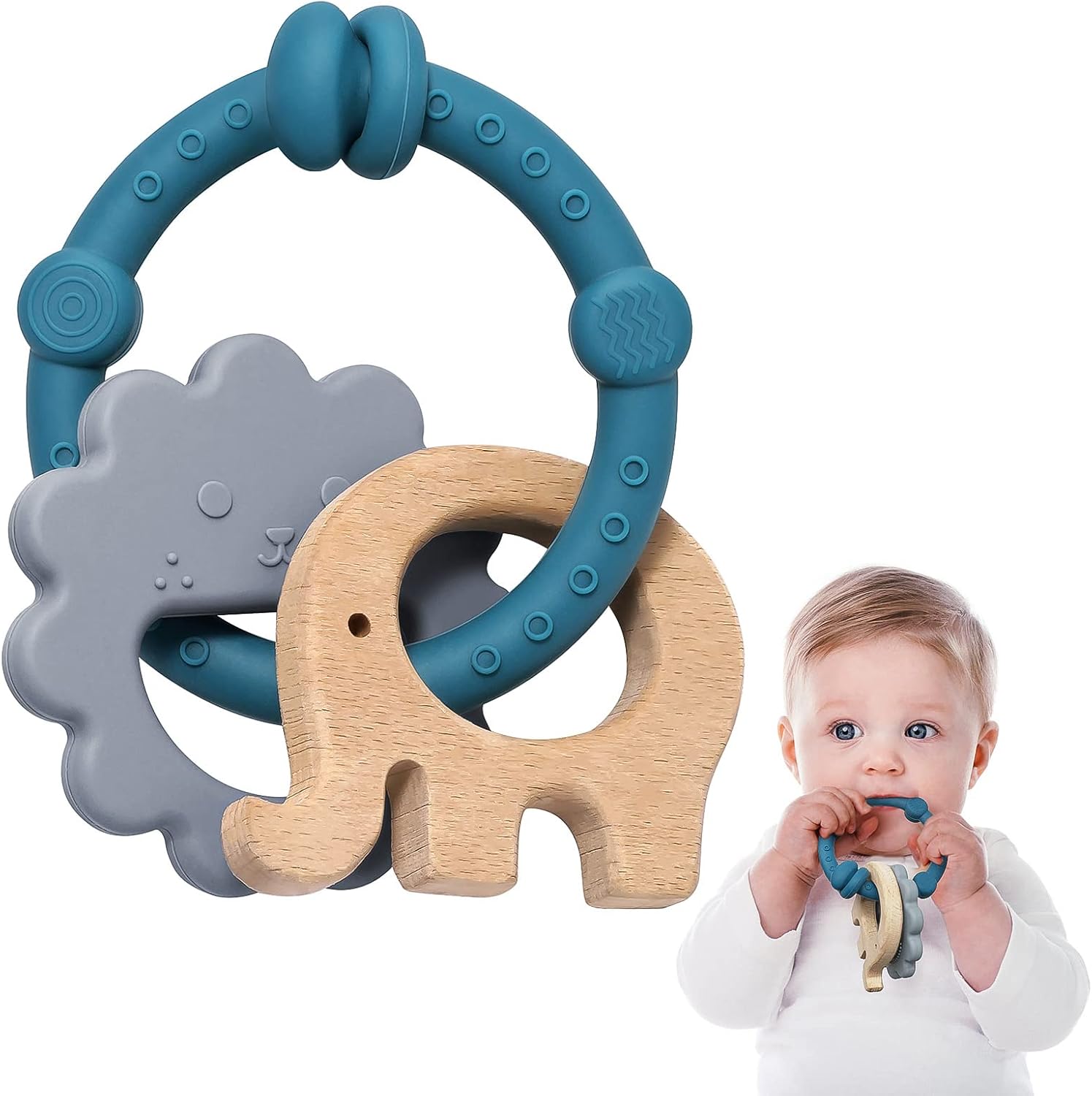 TYRY HU Anneau Dentition Bebe Jouet Dentition B b En Silicone Bois tyry-hu-anneau-dentition-bebe-jouet-dentition-b-b-en-silicone-bois