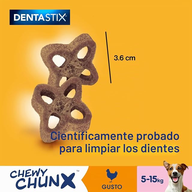 Foto 5 de 6 de Pedigree Dentastix Chewy Chunx, Snack Dental de Pollo para Perros de Talla pequeña, 5 Bolsas de 68 g