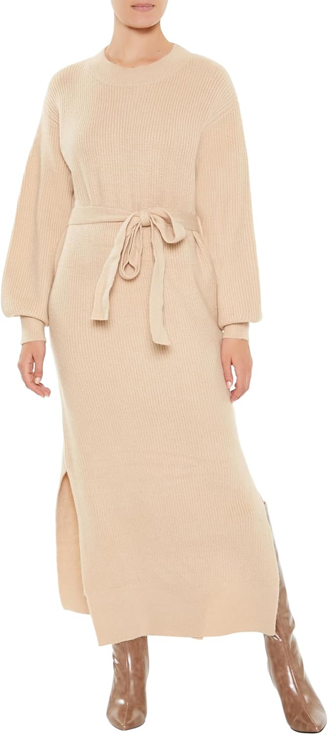 Forever 21 Womens Tie-Front Midi Sweater Dress