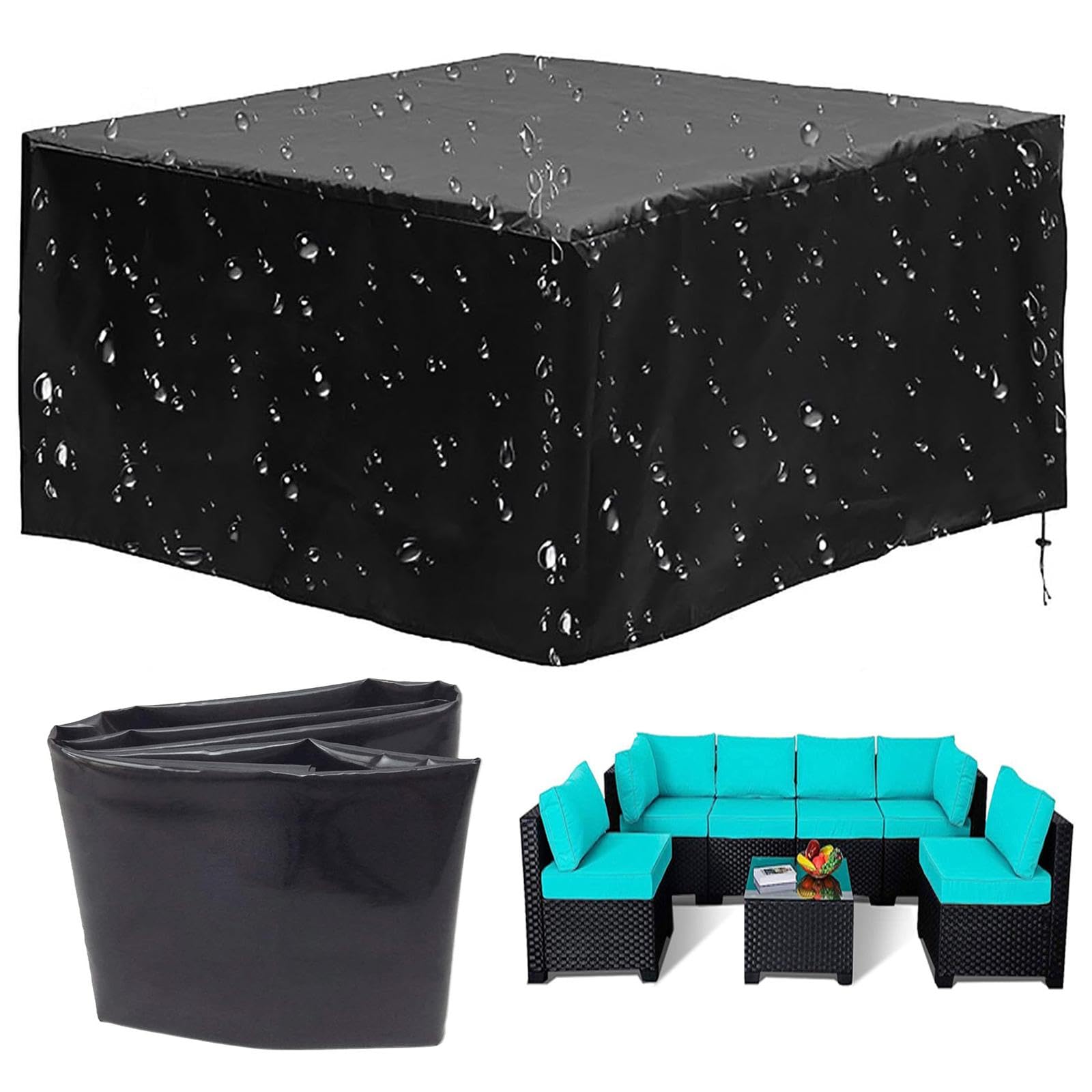 KDOVOKD Garden Furniture Covers,Waterproof Furniture Cover 90x90x75cm(LxWxH),Outdoor Heavy Duty Patio Covers For Outdoor Furniture,Garden Rectangular Table Covers,UV,Tear, Fade Resistant