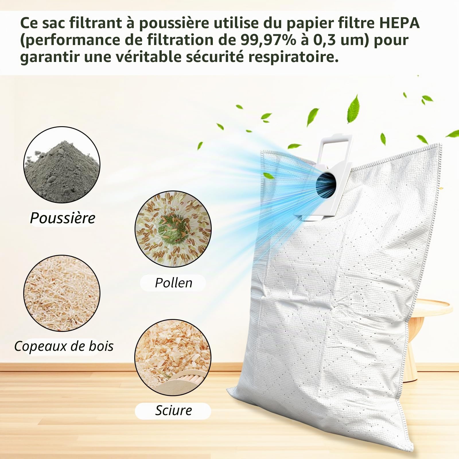 6 sacs d'aspirateur pour Festool CT 36/ CTM 36 E/CTL 36 E, sacs de filtre de rechange à 5 couches pour Festool 496186, sac de filtre de grande capacité pour extracteur de poussière, pièces de rechange