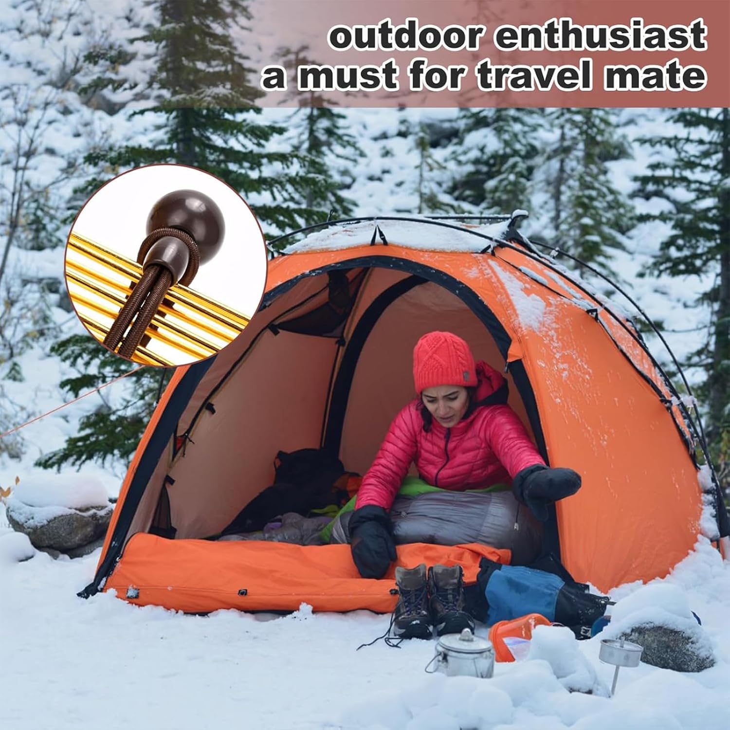 50-Piece Heavy Duty 6-Inch Brown Bungee Balls, UV Resistant & Anti-Oxidant Secure Tie Down Cords for Canopy, Tarp, Camping, Shelter and Cargo