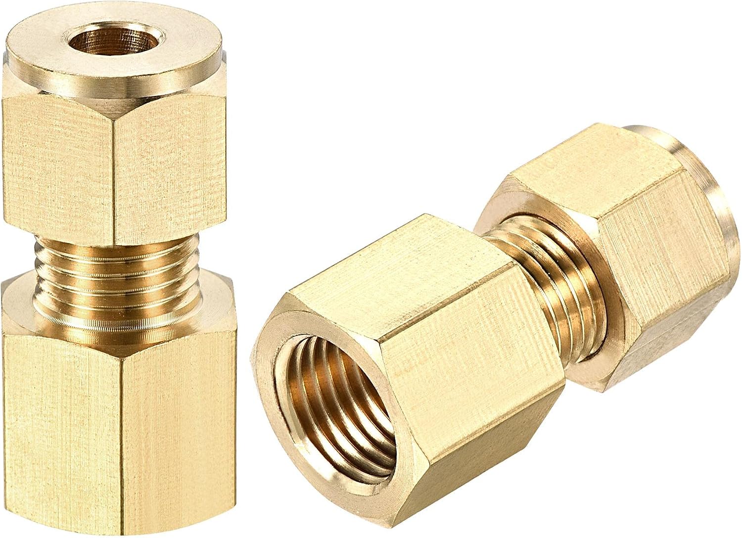 sourcing map Compression Tube Fitting G1/4 Female Thread x 6mm Tube OD Straight Coupling Adapter Brass, Pack of 2