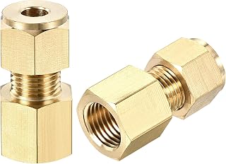 sourcing map Compression Tube Fitting G1/4 Female Thread x 6mm Tube OD Straight Coupling Adapter Brass, Pack of 2