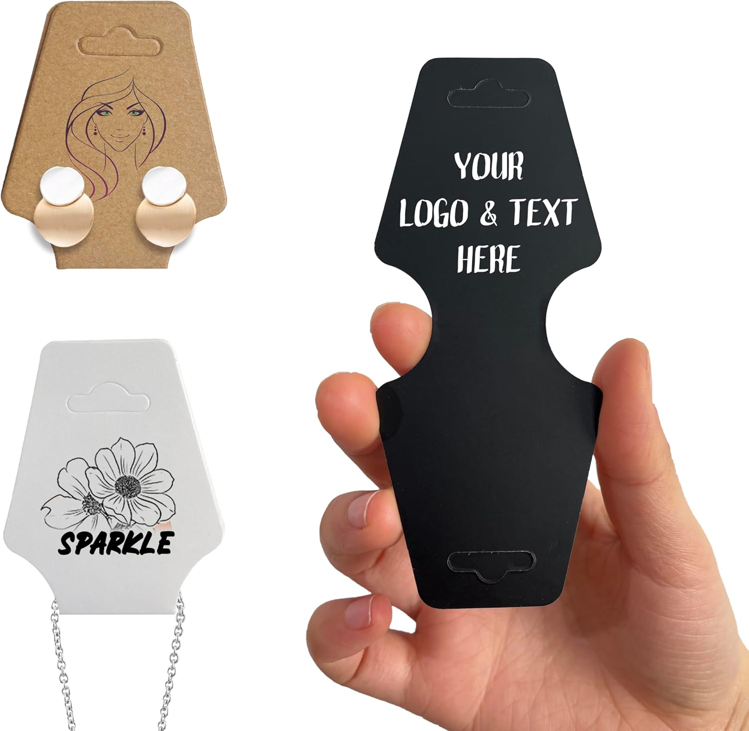 Custom Fold Over Necklace Jewelry Tags,Personalized Jewelry Display Card, Kraft Paper Packaging Tags,Product Hanging Cards for Earring,Bracelets, Scrunchies, Headbands 50-500pcs