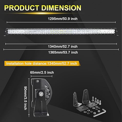 Miniatura 2 de Willpower Barra de luz LED de 52 pulgadas y 300 W, barra de luz LED, luces todoterreno, luz antiniebla, luces de conducción, luz de trabajo LED para