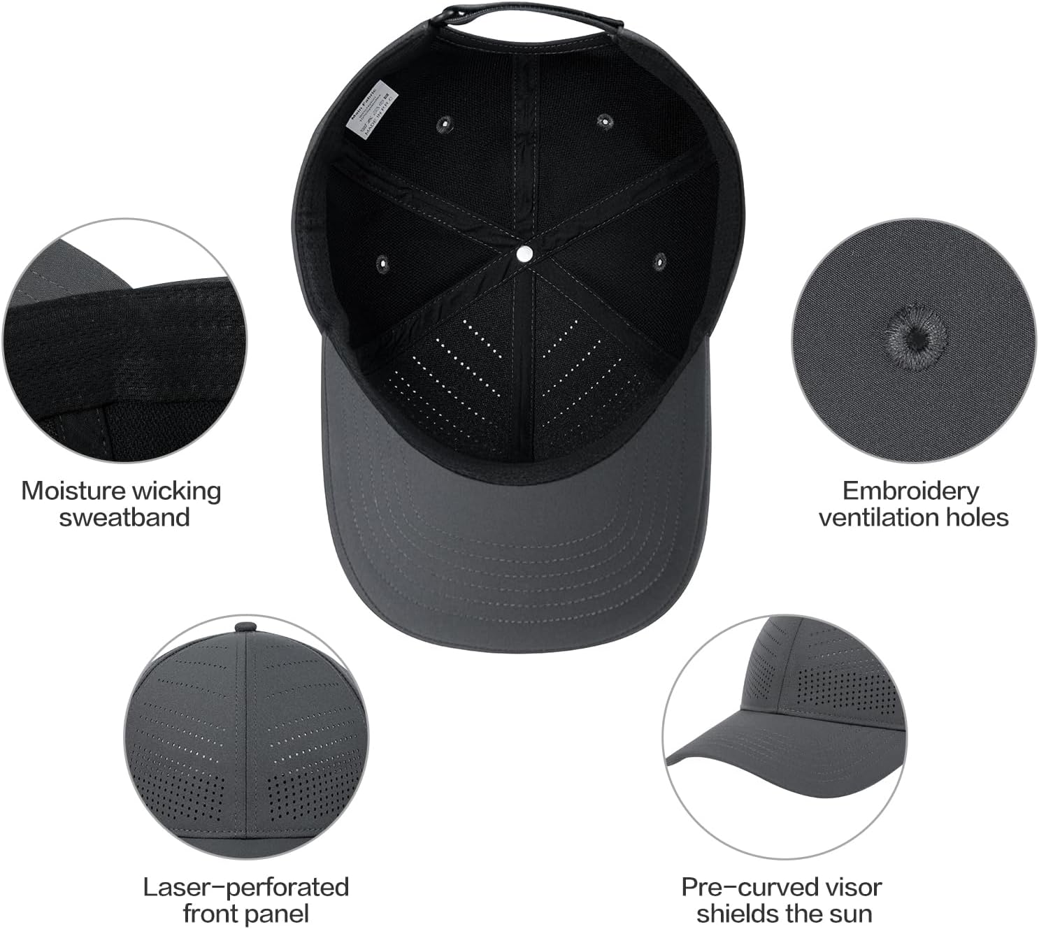 BOTVELA Structured Baseball Cap for Men Women Adjustable Performance Laser Cut Hat - Image 4