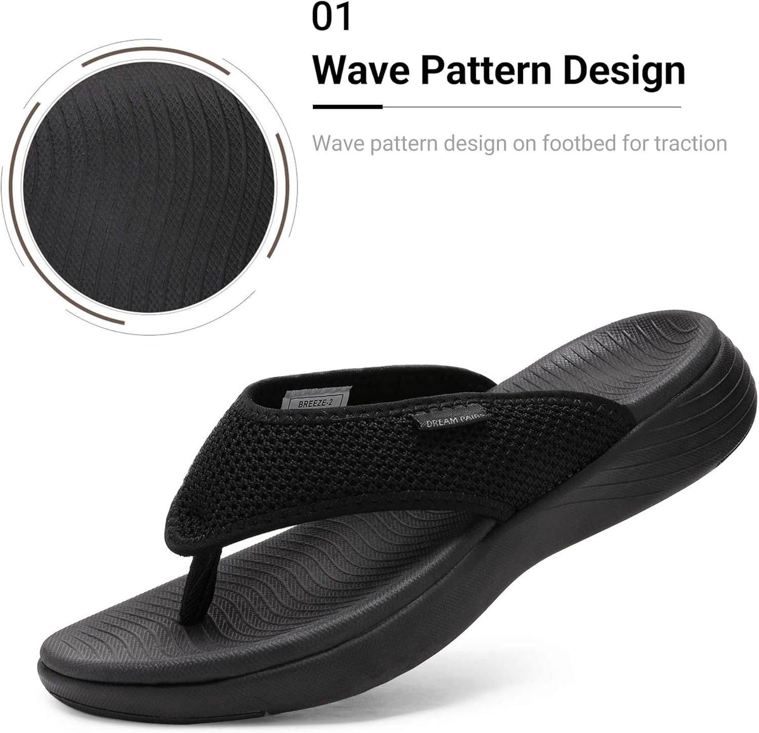 DREAM PAIRS Women's Arch Support Soft Cushion Flip Flops Thong Sandals