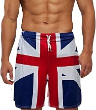 GFM® Mens Union Jack British Flag Pattern Summer Loose Comfort Fit Shorts (Shorts-UJ-A)