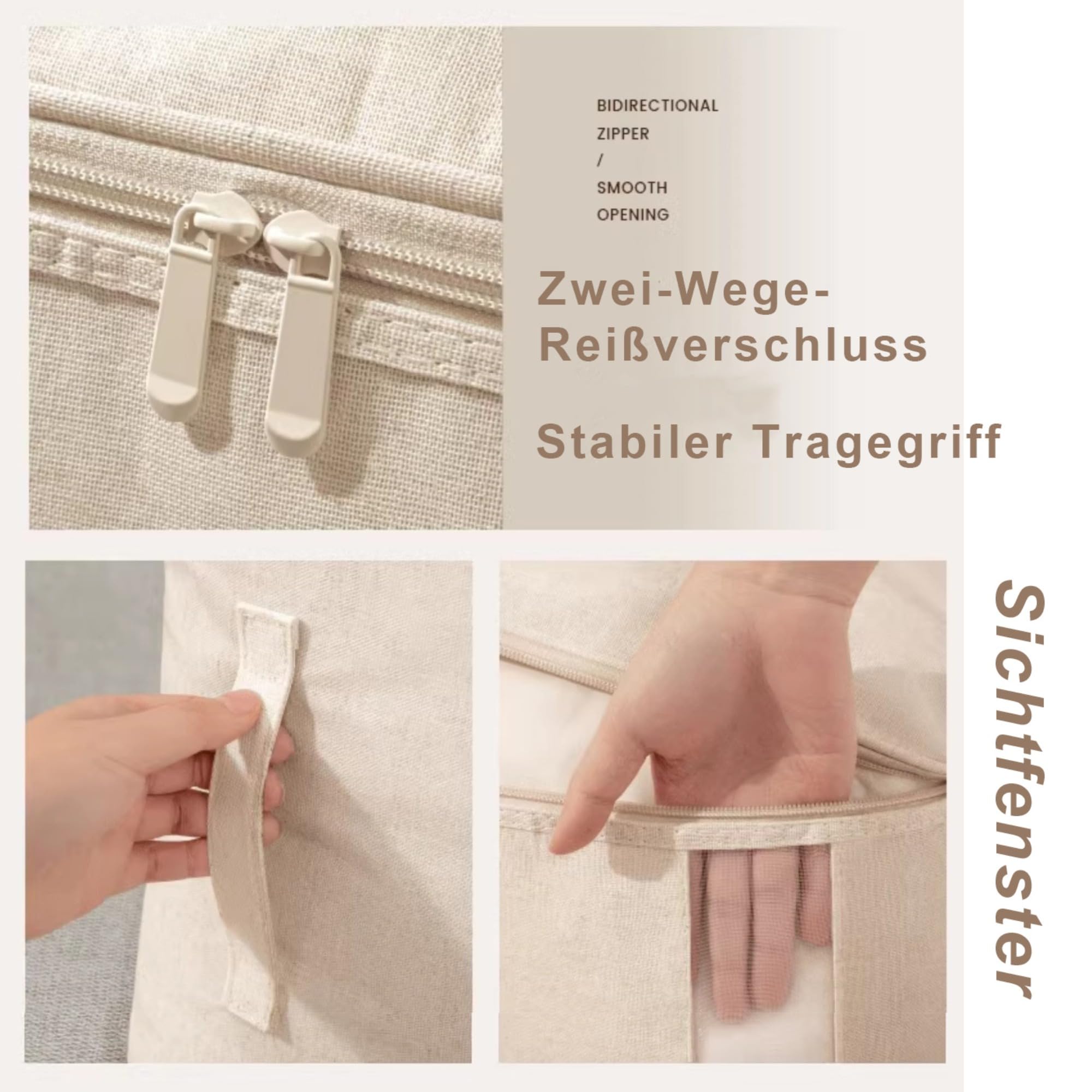 3 Stück Aufbewahrungstasche für Bettdecken, Bettdecken Aufbewahrung mit Reißverschluss, Kleiderbeutel für Bettdecke, Kleidung und Deck