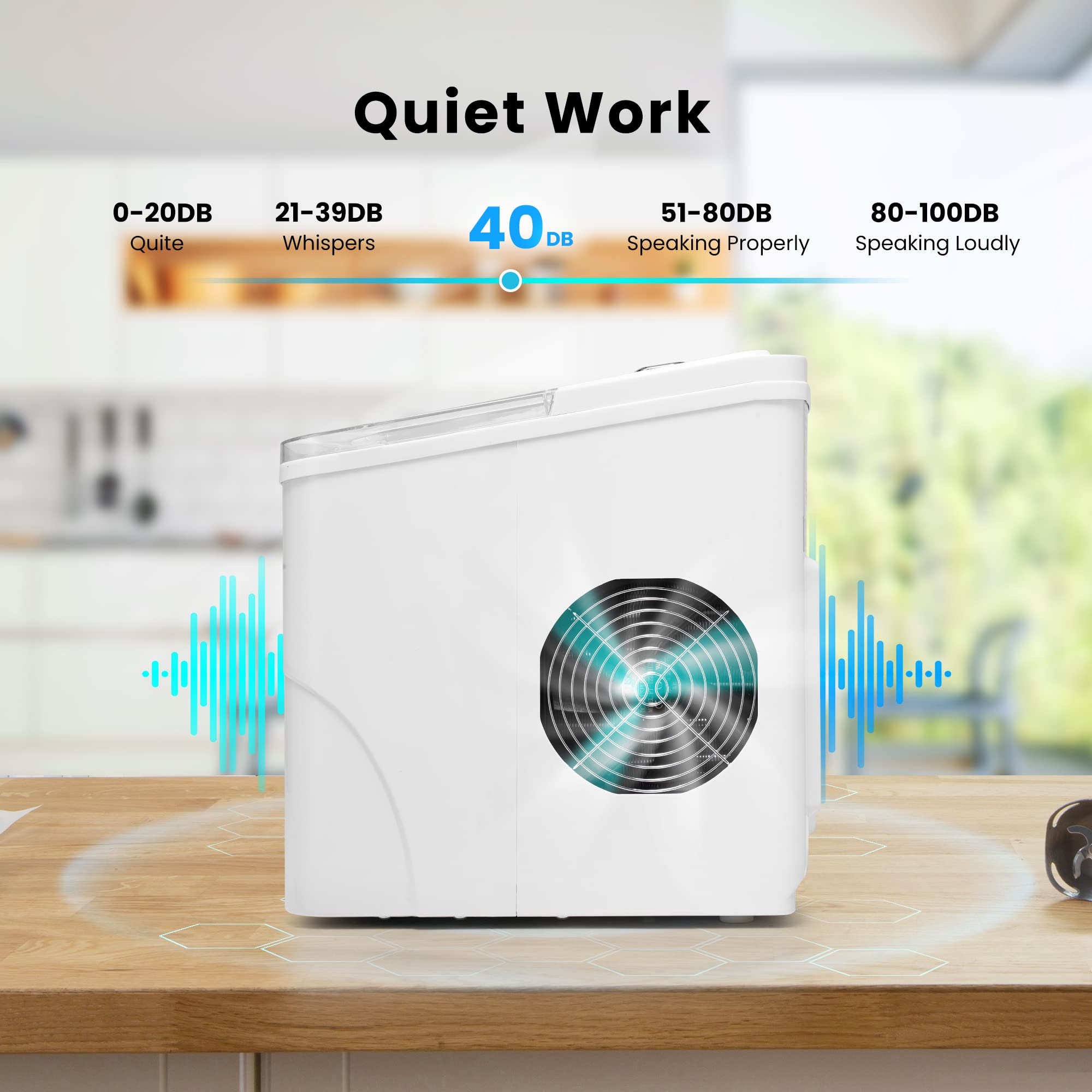 VIVOHOME Electric Portable Compact Countertop Automatic Ice Cube Maker Machine with Self Cleaning Function Visible Window and Hand Scoop White 26.5lbs/Day on Fridge.com