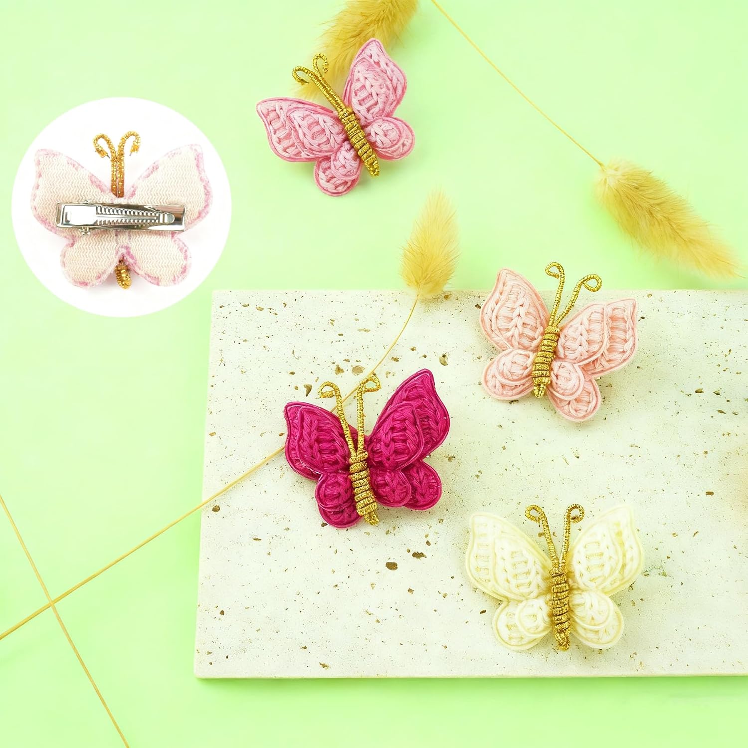 Colorful Crochet Butterfly Alligator Hair Clips Soft Hair Clips Infant Hair Baby Bows Clip for Toddler Teen Baby Girls