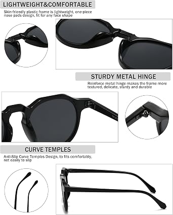 Long Keeper Vintage Round Sunglasses for Women Men Small Circle Sunglasses Tinted 90s Retro Round Sun Glasses Unisex Trendy Shades UV400 Protection