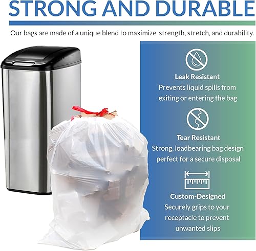 Miniatura 2 de Reli. Bolsas de basura con cordón, cocina alta, 250 unidades a granel, blancas, 13 galones - capacidad de 16 galones