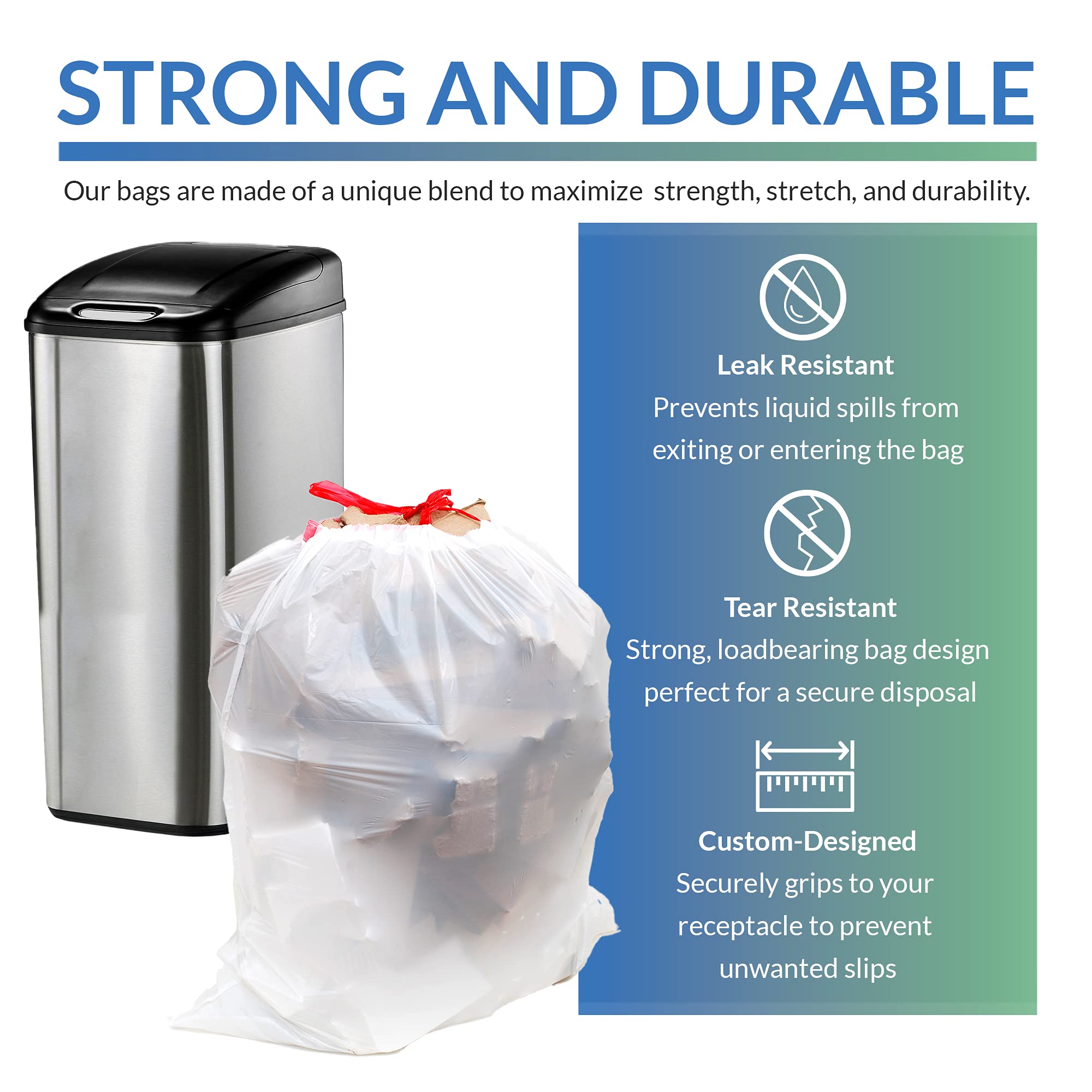 Reli. Tall Kitchen Drawstring Trash Bags 13 Gallon | 500 Count Bulk | Kitchen Garbage Bags | White | 13 Gallon - 16 Gal Capacity