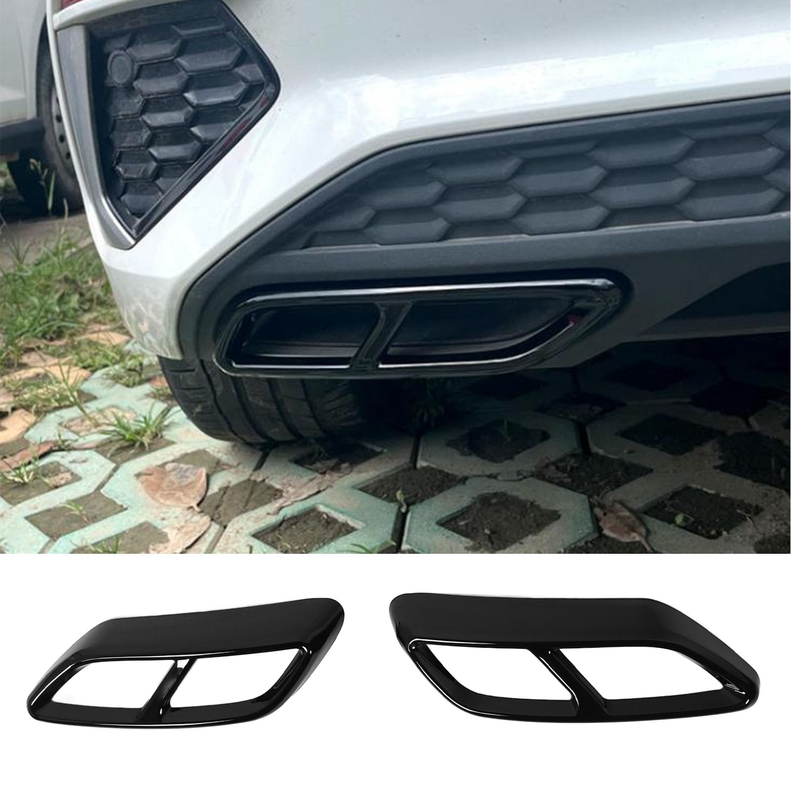2 Pezzi di Copertura del Tubo di Scarico della Coda Dell'auto per 8Y Dal 2021 in Poi, Copertura del Tubo di Coda della Marmitta di Scarico Cornice Decorativa della Gola (nero