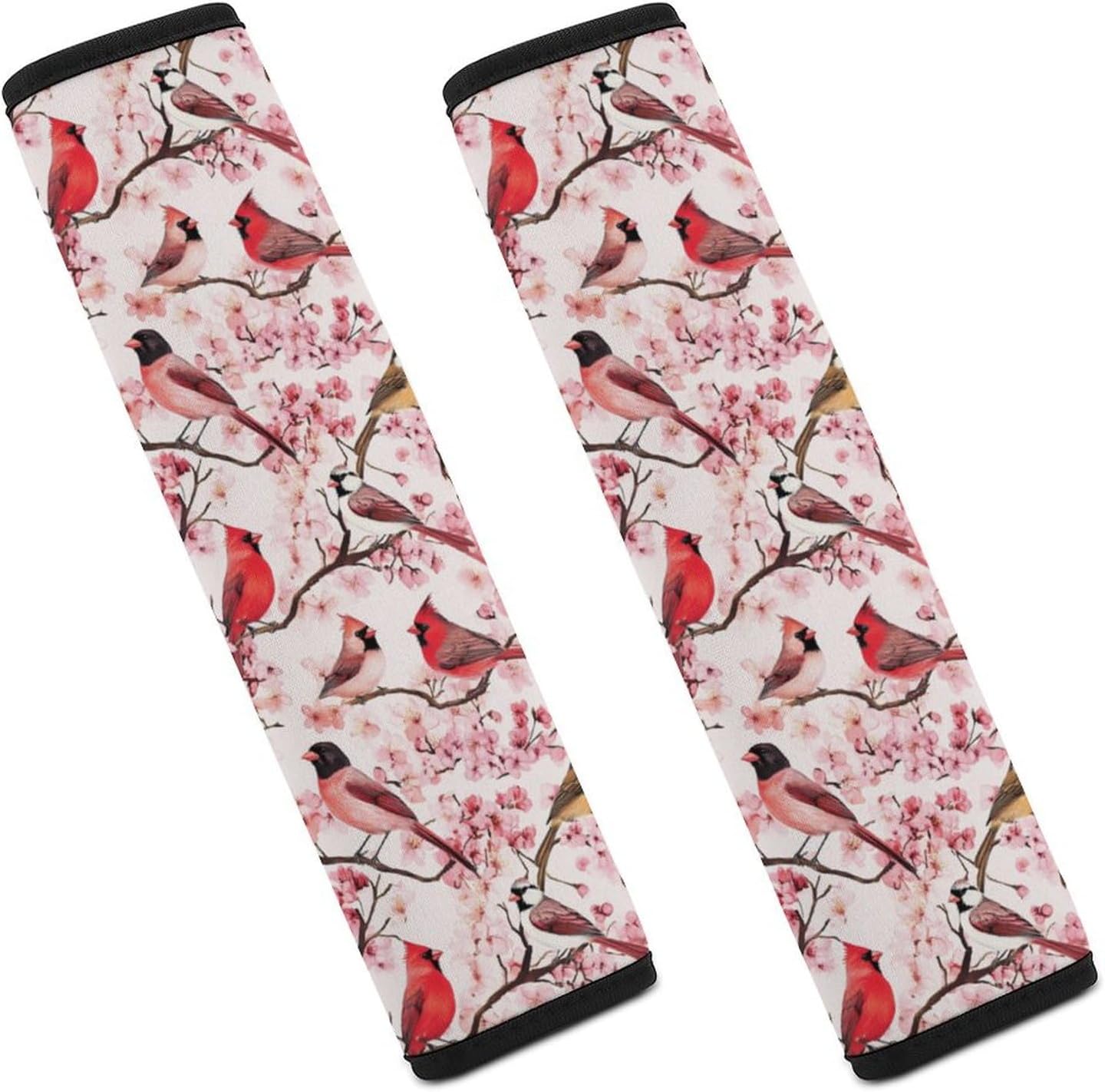Cardinal Cherry Flower Car Seat Strap Covers Soft Seat Strap Shoulder Pads Seatbelt Covers for All Car Seats 2PCS