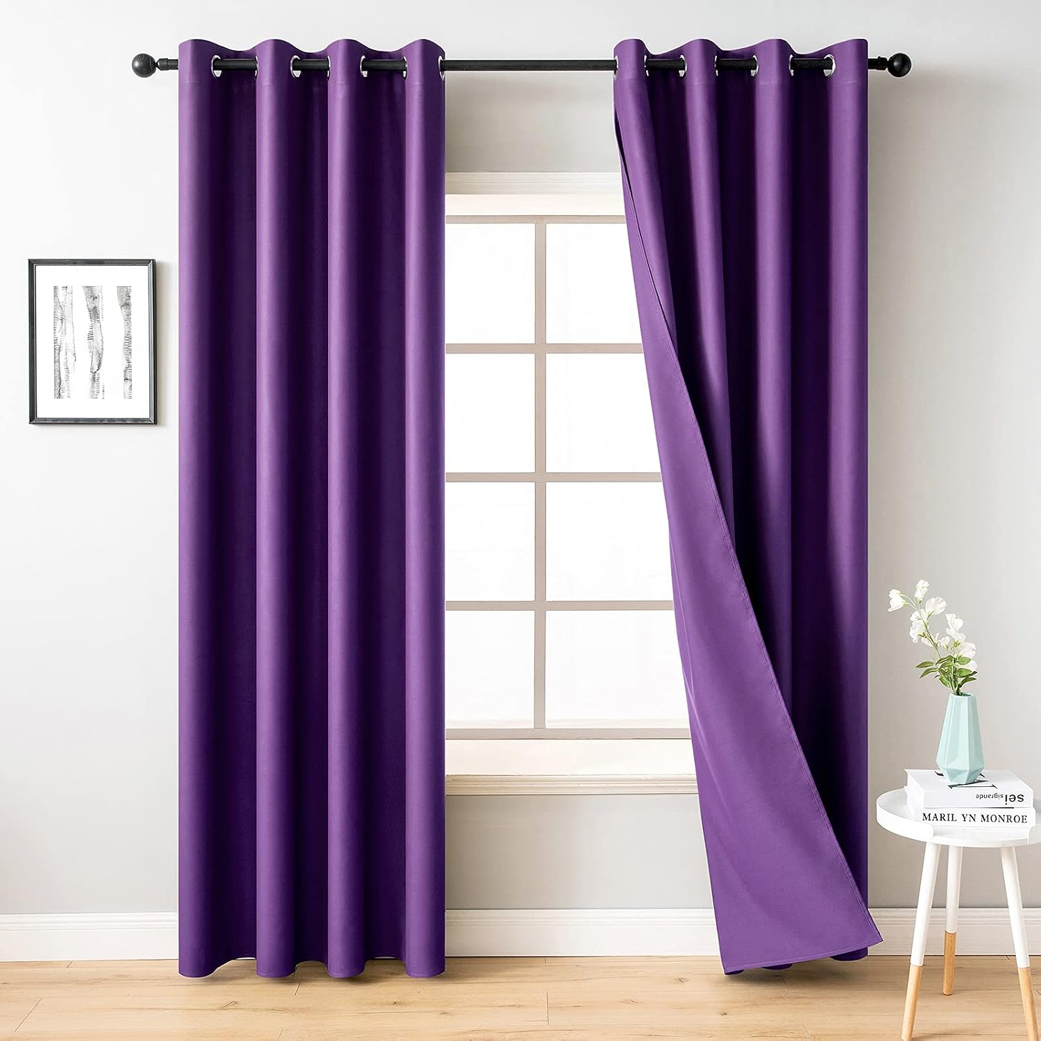 MIULEE Purple Blackout Curtains for Living Room 2 Panel Set