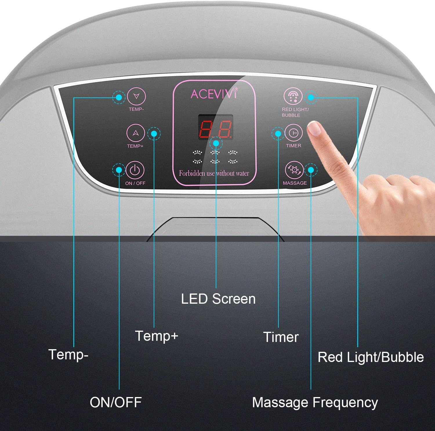 Motorized Foot Spa Bath Massager with Massage Rollers and Balls for Health and Cleaning, Feet Bath Tub with Heat and Bubbles, Temp+/-, Timer, and Modes Control, Rotating Pedicure Stone : Beauty & Personal Care