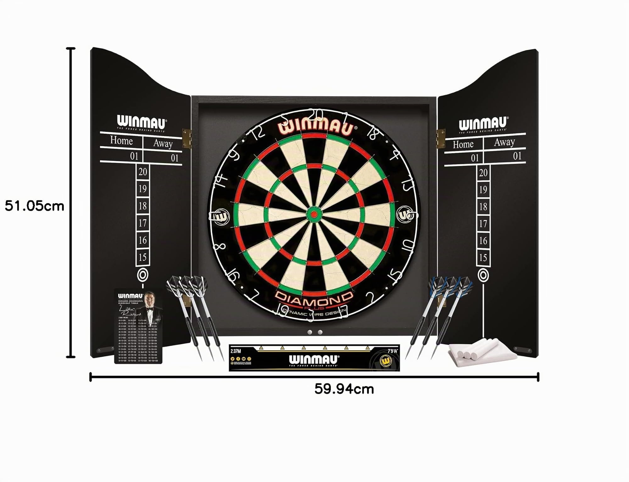Winmau Diamond Plus - Bersaglio per freccette PDC Tournament, sistema a filo ultra sottile, sisal ad alta densità, disponibile solo come bordo, set surround o set armadio con freccette con punta in