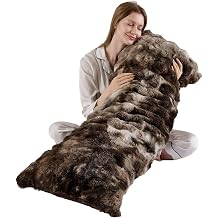20"x54"Luxury Shaggy Faux Fur Body Pillow Cover,Bubble Fluffy Plush Bed Body Pillowcase with Zipper Closure,Plush Long Pillow Cover for Home Bedroom Pregnant Women Side Sleeper-Tie-dye Coffee