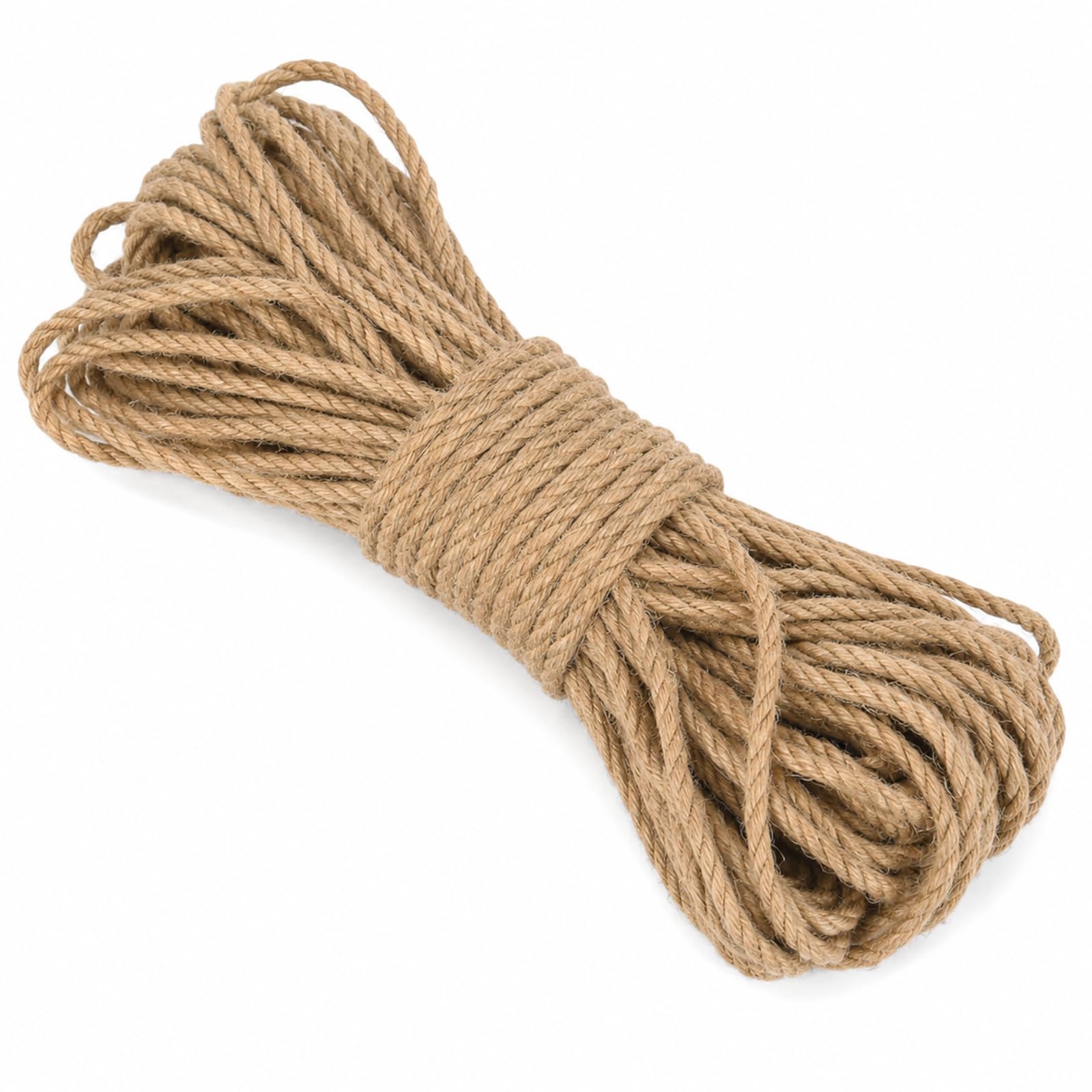 Geukmun Jute Rope - 8mmThick 12 mLong Natural Brown Hemp Rope Twine String for Pets Scratching Post, Garden Decking, DIY Crafts, Bundling and Decoration Garden Twine