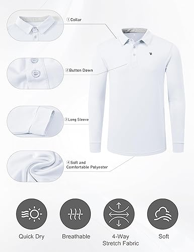 Miniatura 5 de MoFiz Men's Long Sleeve Shirts Quarter Zip Pullover Men's Polo Shirts Quick Dry