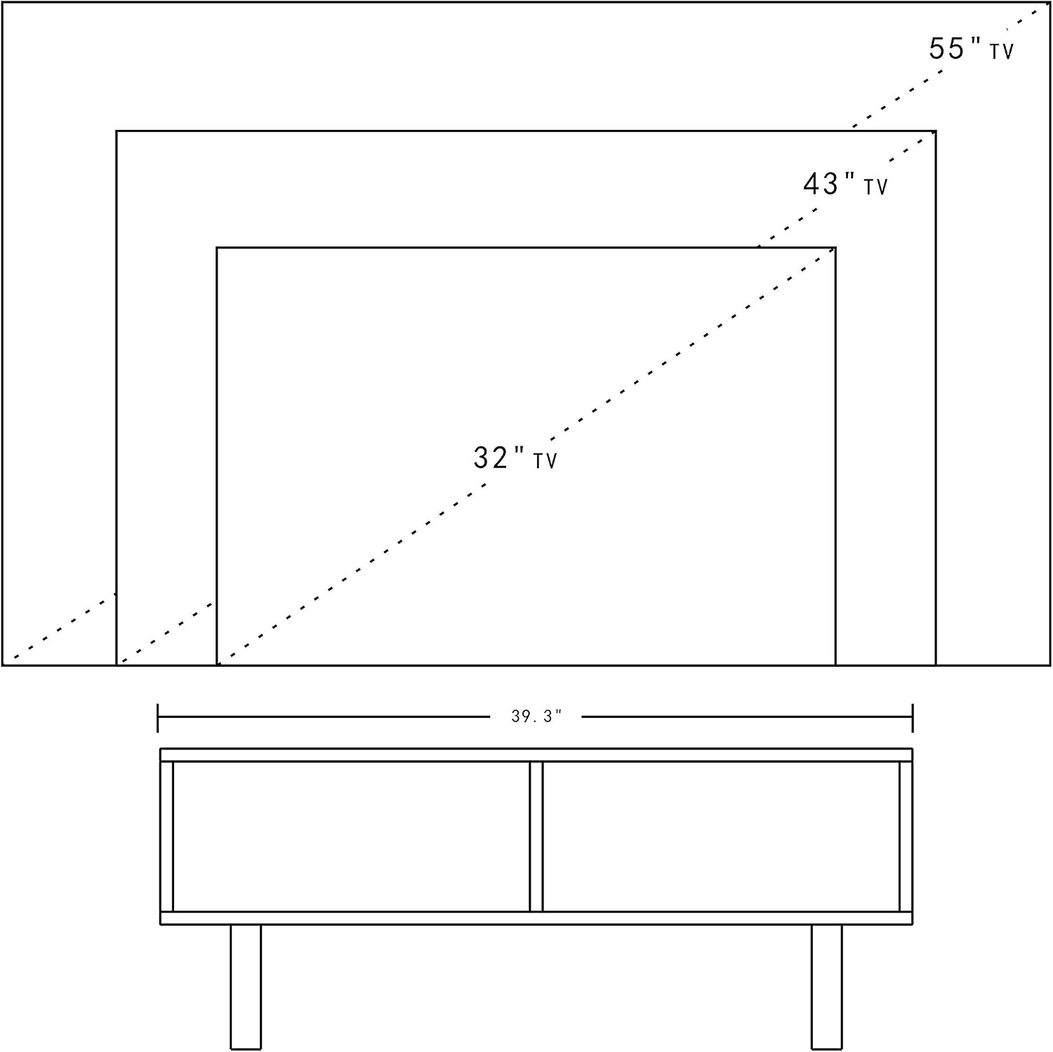 IRONCK TV Stand for 55 inch, Coffee Table with 2 Open Shelving Entertainment Center for Living Room