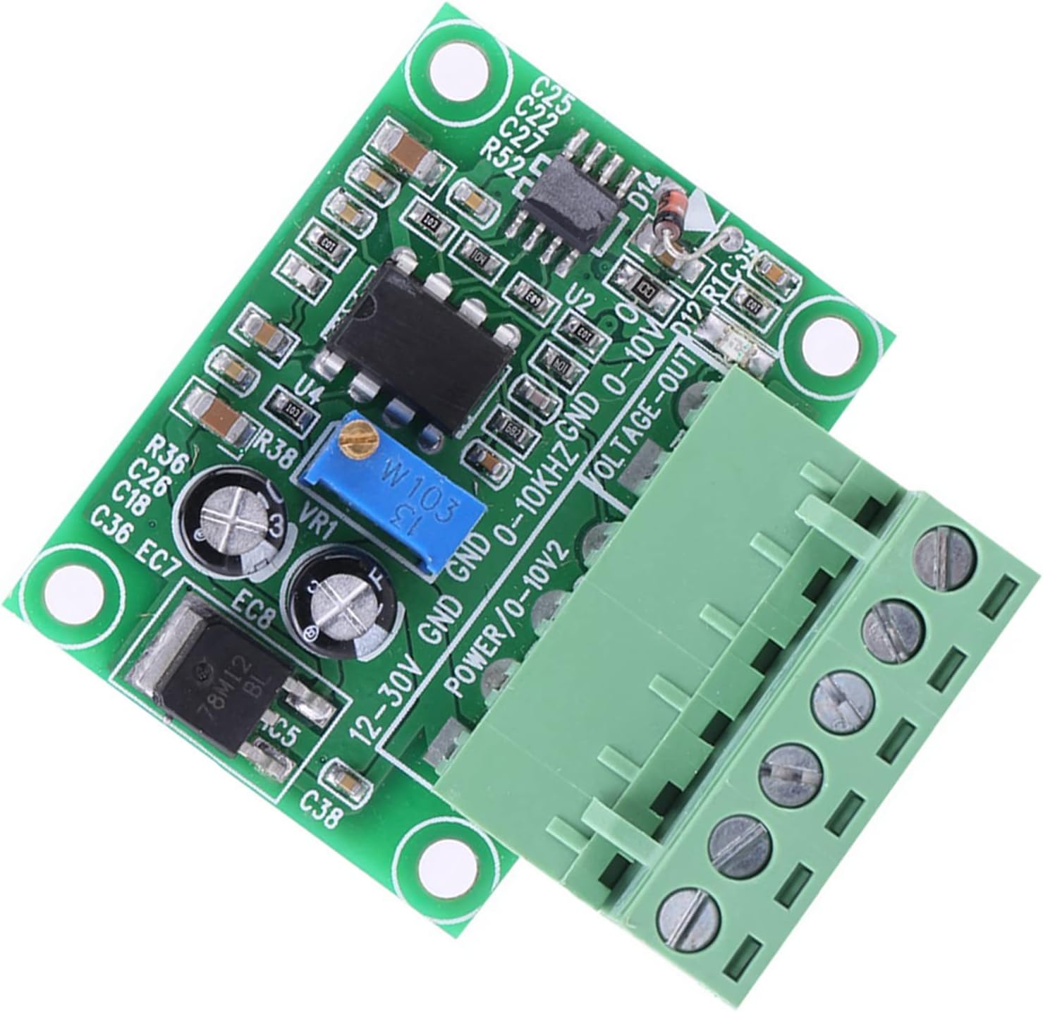 Frequency to Voltage Converter 0-10kHz & 0-10V PWM Digital to Analog Converter Module for PLC Industrial Automation Systems