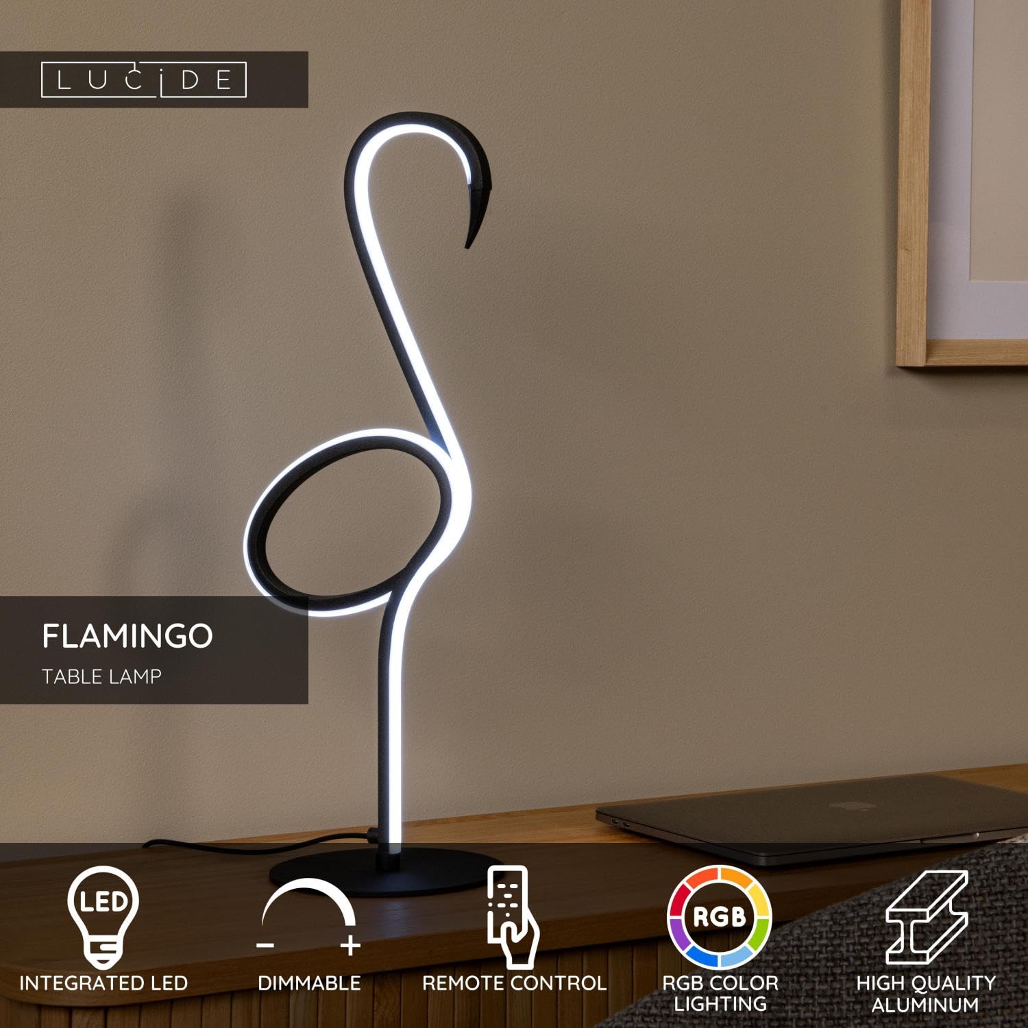LUCIDE FLAMINGO - Lampe de table - LED Dim. - Rvb - Multicolor