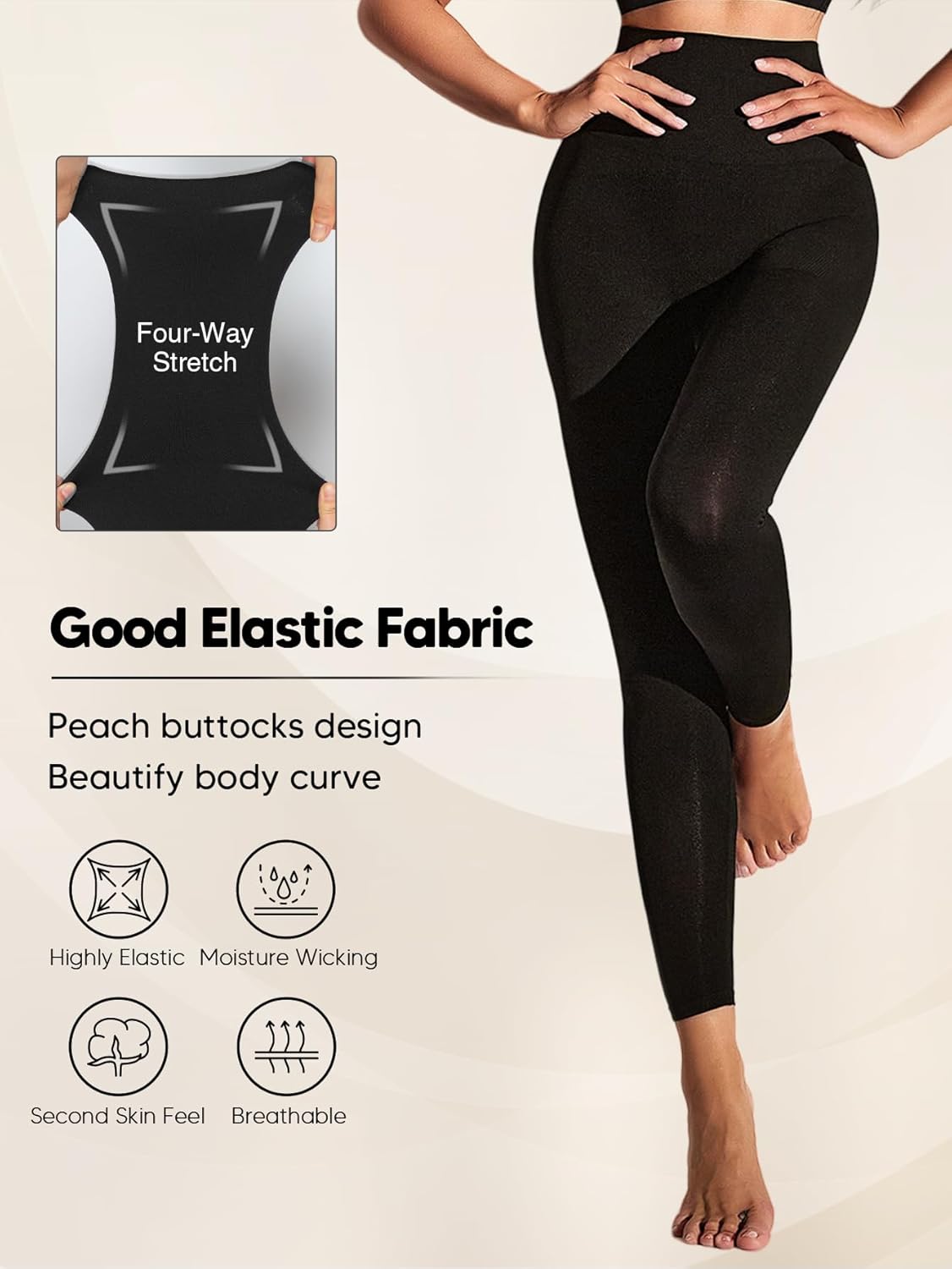 Women Shapewear Leggings High Waist Footless Tights Tummy Control Butt Lift Thigh Slimmer Compression Pants - Image 4