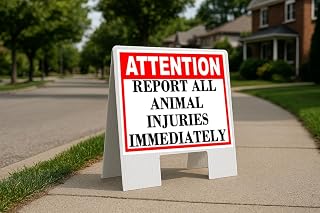 Report All Animal Injuries Immediately Attention Folding Coroplast A-Frame Double-Sided 23in x23in