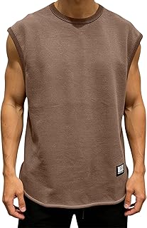Sinzelimin Men's Plus Size Tank Tops Fashion Sleeveless Crewneck Loose Comfy Vest Summer Athletic Sport Casual Blouse Top